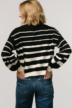 Jensen Stripe Sweater Top | Black + Ivory