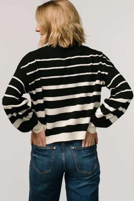 Jensen Stripe Sweater Top | Black + Ivory