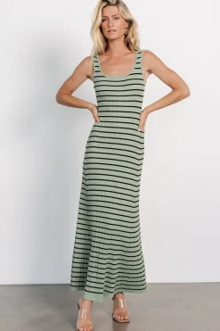 Jesse Ribbed Tank Maxi Dress | Olive + Black