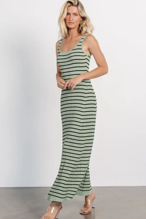 Jesse Ribbed Tank Maxi Dress | Olive + Black