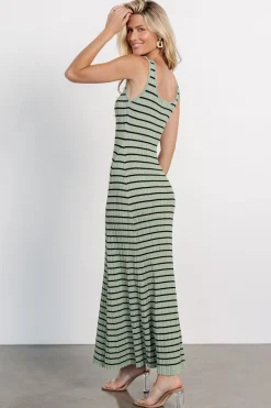 Jesse Ribbed Tank Maxi Dress | Olive + Black