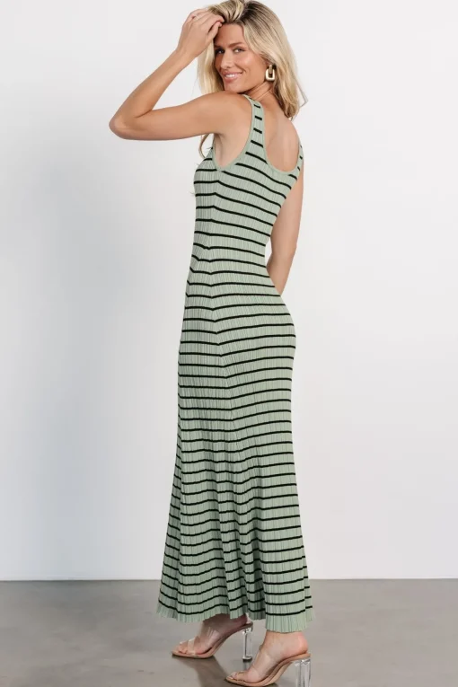 Jesse Ribbed Tank Maxi Dress | Olive + Black