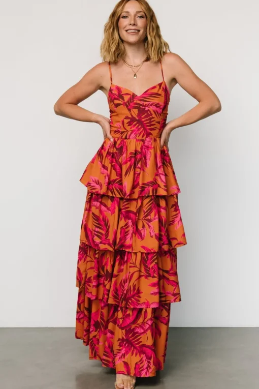 Joree Tiered Maxi Dress | Ginger + Fuschia Multi