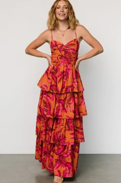 Joree Tiered Maxi Dress | Ginger + Fuschia Multi