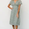 June Smocked Midi Dress | Eucalyptus
