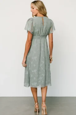 June Smocked Midi Dress | Eucalyptus