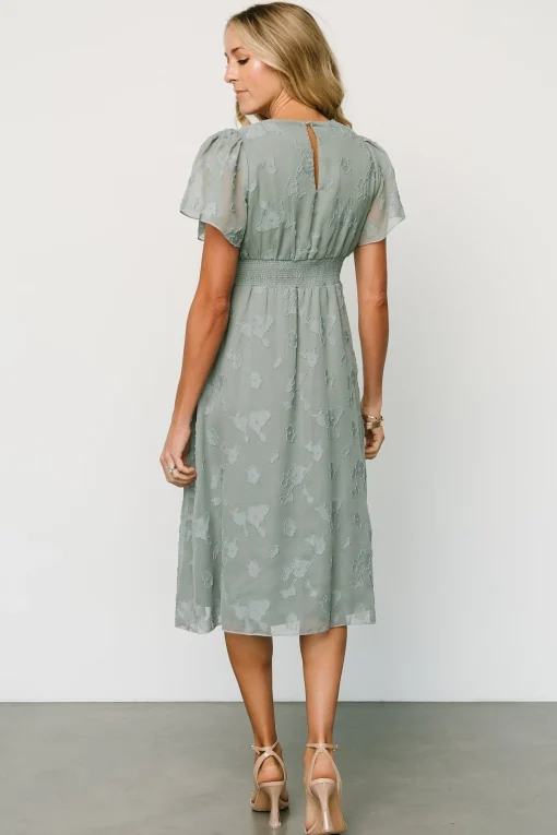 June Smocked Midi Dress | Eucalyptus