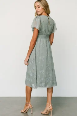 June Smocked Midi Dress | Eucalyptus