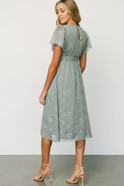 June Smocked Midi Dress | Eucalyptus