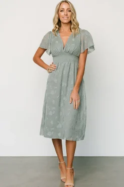 June Smocked Midi Dress | Eucalyptus