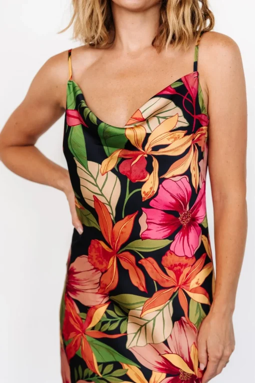 Kala Slip Midi Dress | Black Multi Floral