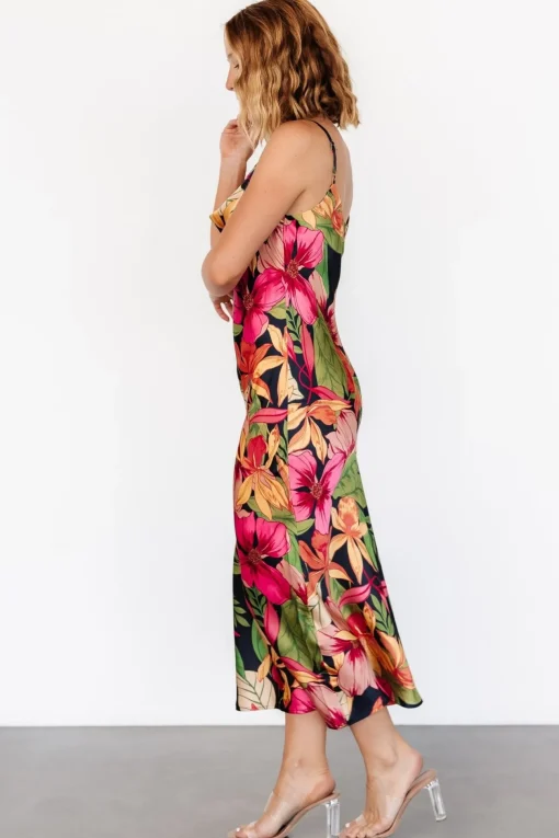 Kala Slip Midi Dress | Black Multi Floral