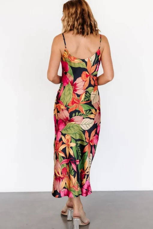 Kala Slip Midi Dress | Black Multi Floral