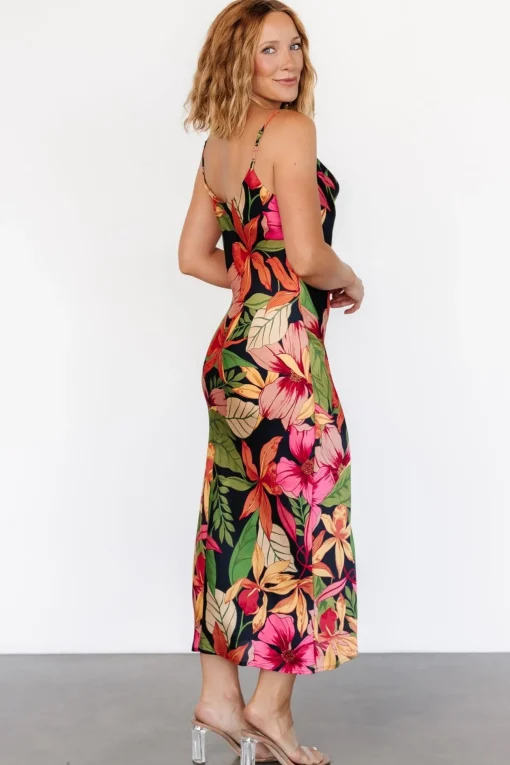 Kala Slip Midi Dress | Black Multi Floral