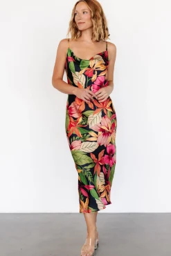 Kala Slip Midi Dress | Black Multi Floral
