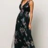 Kamila Tulle Maxi Dress | Navy Abstract Floral