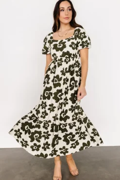 Kasey Maxi Dress | Olive + Ivory Print