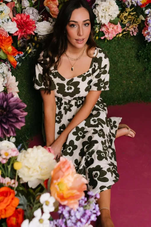 Kasey Maxi Dress | Olive + Ivory Print