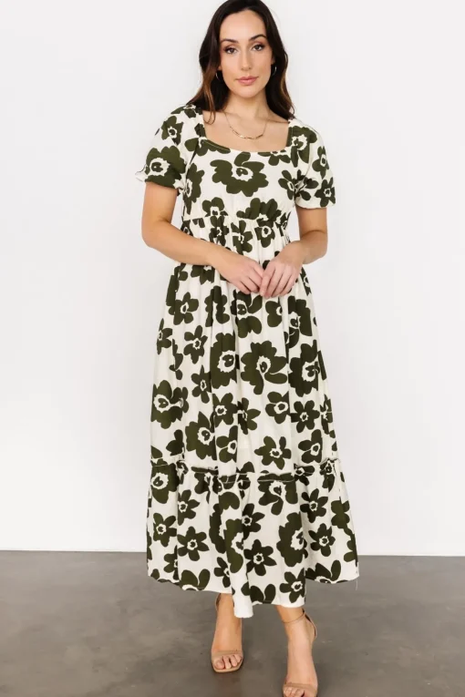 Kasey Maxi Dress | Olive + Ivory Print