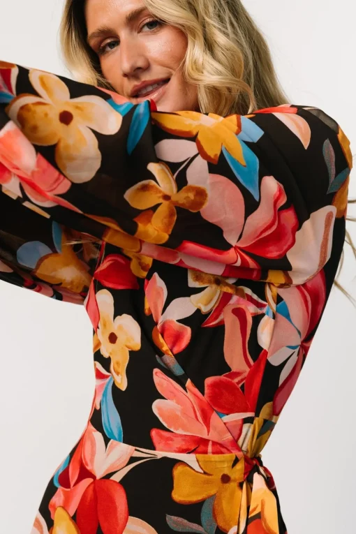 Katinka Wrap Maxi Dress | Tropical Night Floral