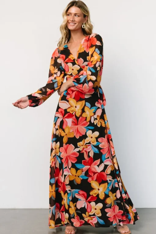 Katinka Wrap Maxi Dress | Tropical Night Floral