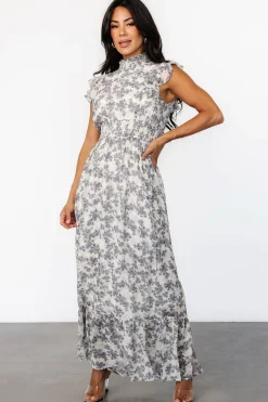Kearny Ruffle Maxi Dress | Cream + Navy Floral