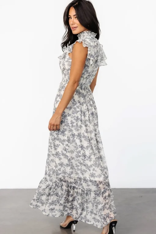 Kearny Ruffle Maxi Dress | Cream + Navy Floral