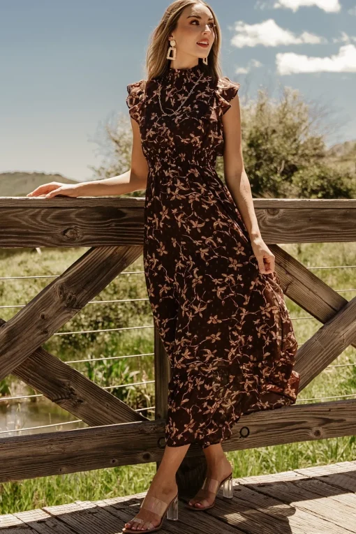 Kearny Ruffle Maxi Dress | Brown + Natural