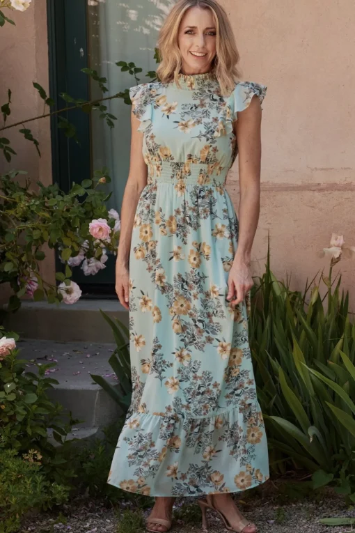 Kearny Ruffle Maxi Dress | Mint Floral