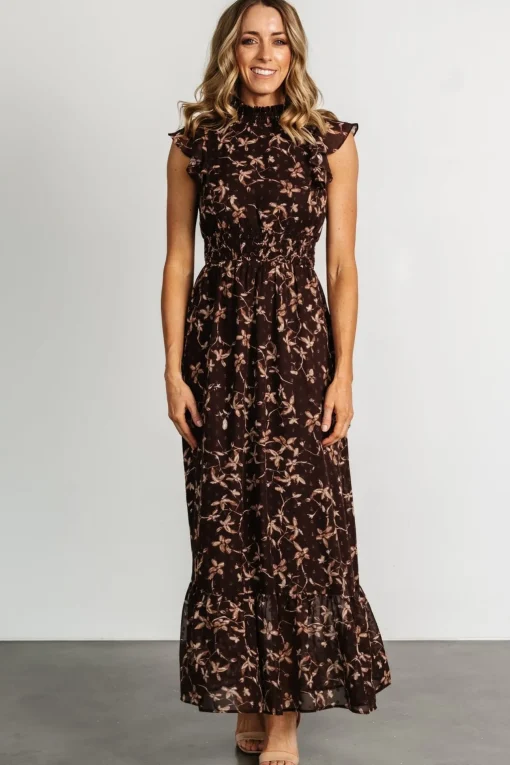 Kearny Ruffle Maxi Dress | Brown + Natural