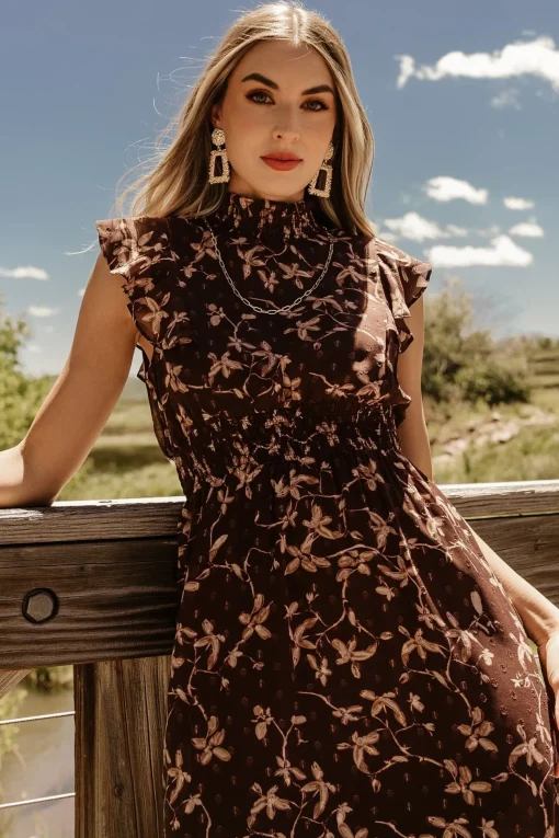 Kearny Ruffle Maxi Dress | Brown + Natural