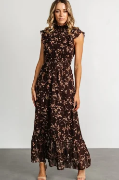 Kearny Ruffle Maxi Dress | Brown + Natural