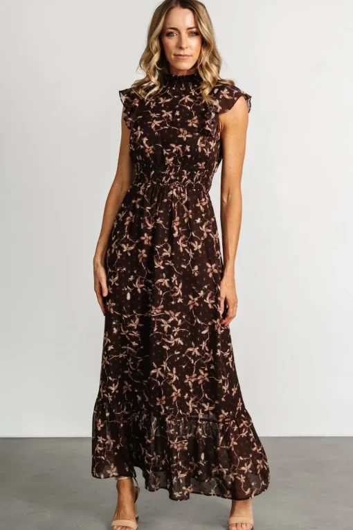 Kearny Ruffle Maxi Dress | Brown + Natural