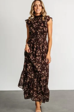 Kearny Ruffle Maxi Dress | Brown + Natural