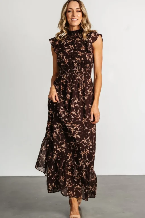 Kearny Ruffle Maxi Dress | Brown + Natural