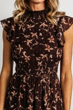 Kearny Ruffle Maxi Dress | Brown + Natural