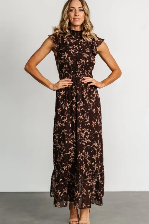 Kearny Ruffle Maxi Dress | Brown + Natural
