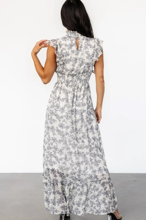 Kearny Ruffle Maxi Dress | Cream + Navy Floral