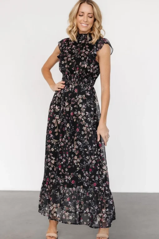 Kearny Ruffle Maxi Dress | Midnight + Gold Multi