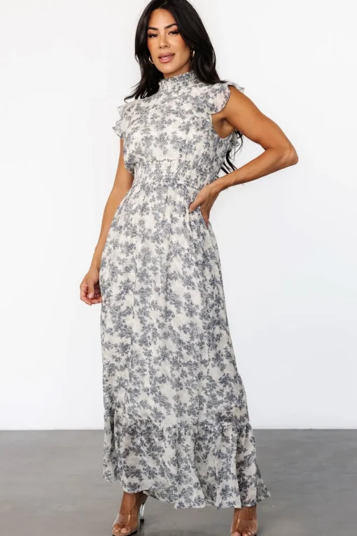 Kearny Ruffle Maxi Dress | Cream + Navy Floral