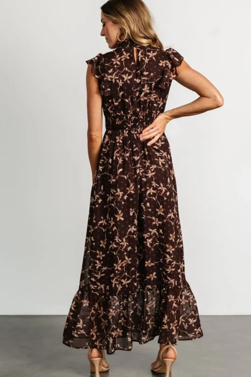 Kearny Ruffle Maxi Dress | Brown + Natural