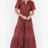 Kennedy Embroidered Maxi Dress | Marsala