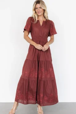 Kennedy Embroidered Maxi Dress | Marsala