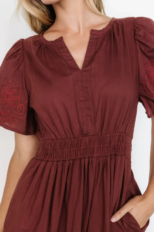 Kennedy Embroidered Maxi Dress | Marsala