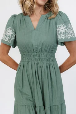 Kennedy Embroidered Maxi Dress | Dark Sage