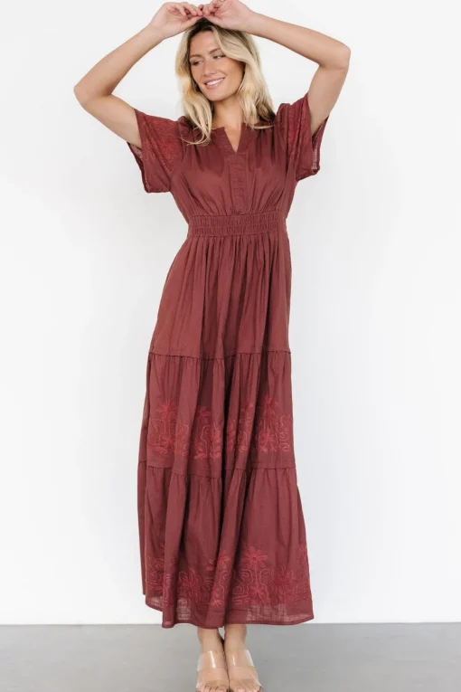 Kennedy Embroidered Maxi Dress | Marsala