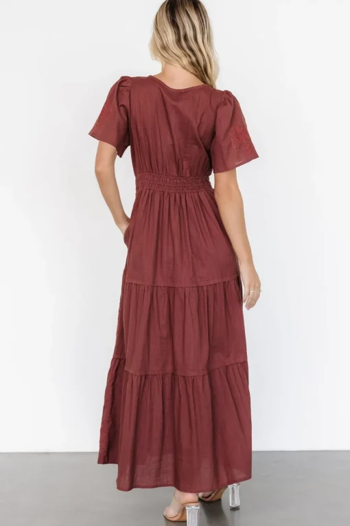 Kennedy Embroidered Maxi Dress | Marsala