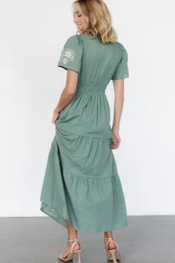 Kennedy Embroidered Maxi Dress | Dark Sage