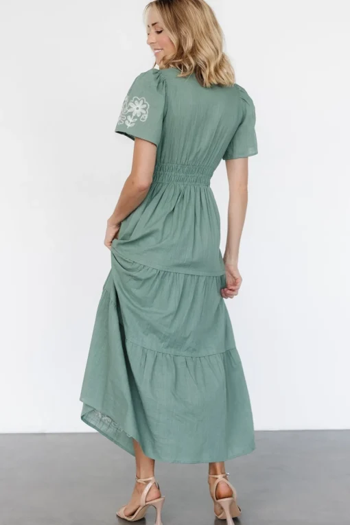 Kennedy Embroidered Maxi Dress | Dark Sage