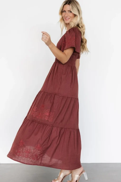 Kennedy Embroidered Maxi Dress | Marsala